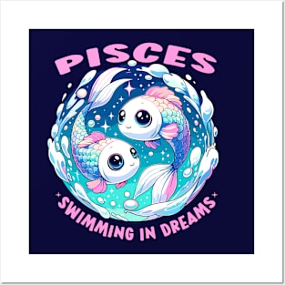 Pisces Zodiac Tee - Celestial Koi Fish Design Posters and Art